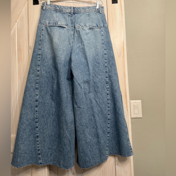 NWOT Free People Equinox Wide Leg Denim Jeans Size 30 Raw Hem Professional Cut - Picture 5 of 12